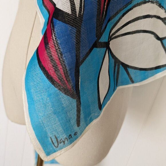 Vera Floral Design Scarf - Rectangular - 57" x 10" - Blue, Pink, Red, White - Picture 5 of 8